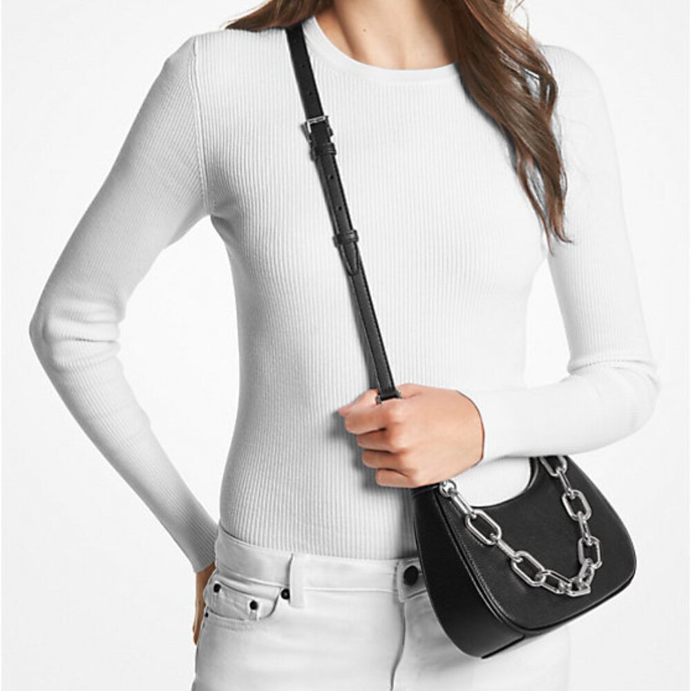 Cora Medium Powder Blush Pebbled Leather Shoulder Bag - Picture 3 of 3